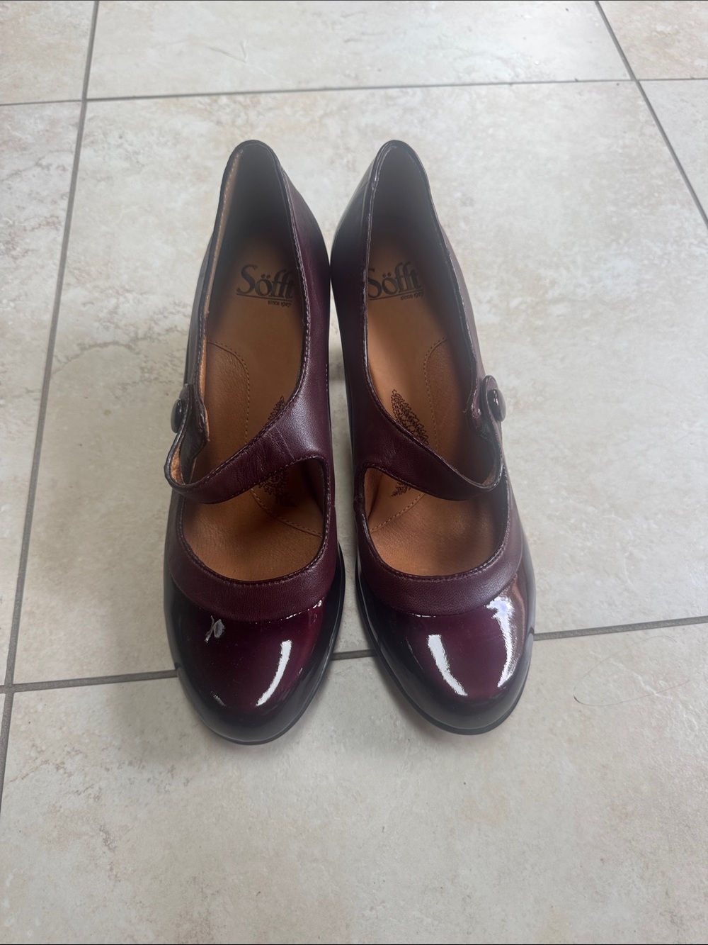 Women's Burgundy Patent Mary Jane Pumps